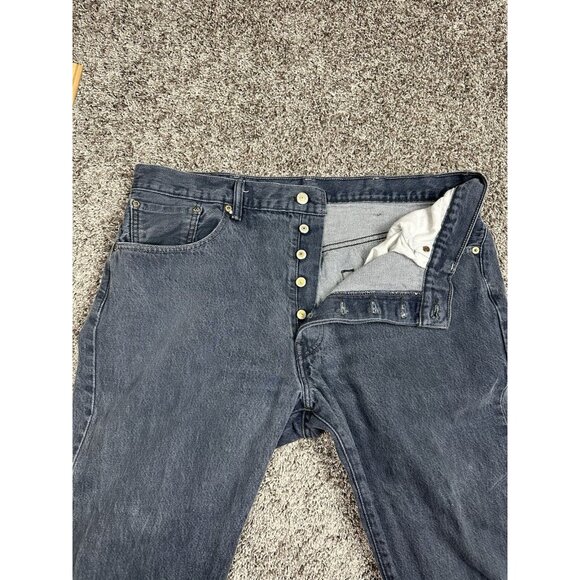 Levi’s 501 Jeans 38x30 Button Fly Gray Black Straight Leg Grunge Y2K Vintage - Picture 6 of 13
